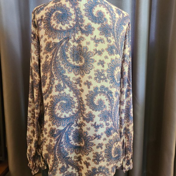 NWT Luck Brand Paisley Button Front Blouse - Picture 8 of 12
